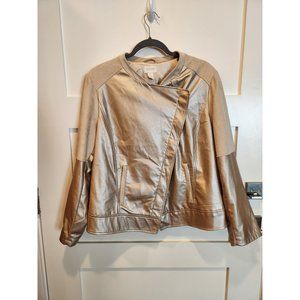 Chico's Faux Leather Champagne Jacket size 3